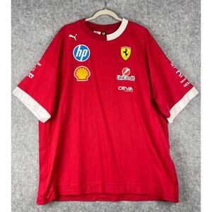 Puma Scuderia Ferrari HP Driver 2025 T Shirt Mens XXL Red Oversized Graphic Logo